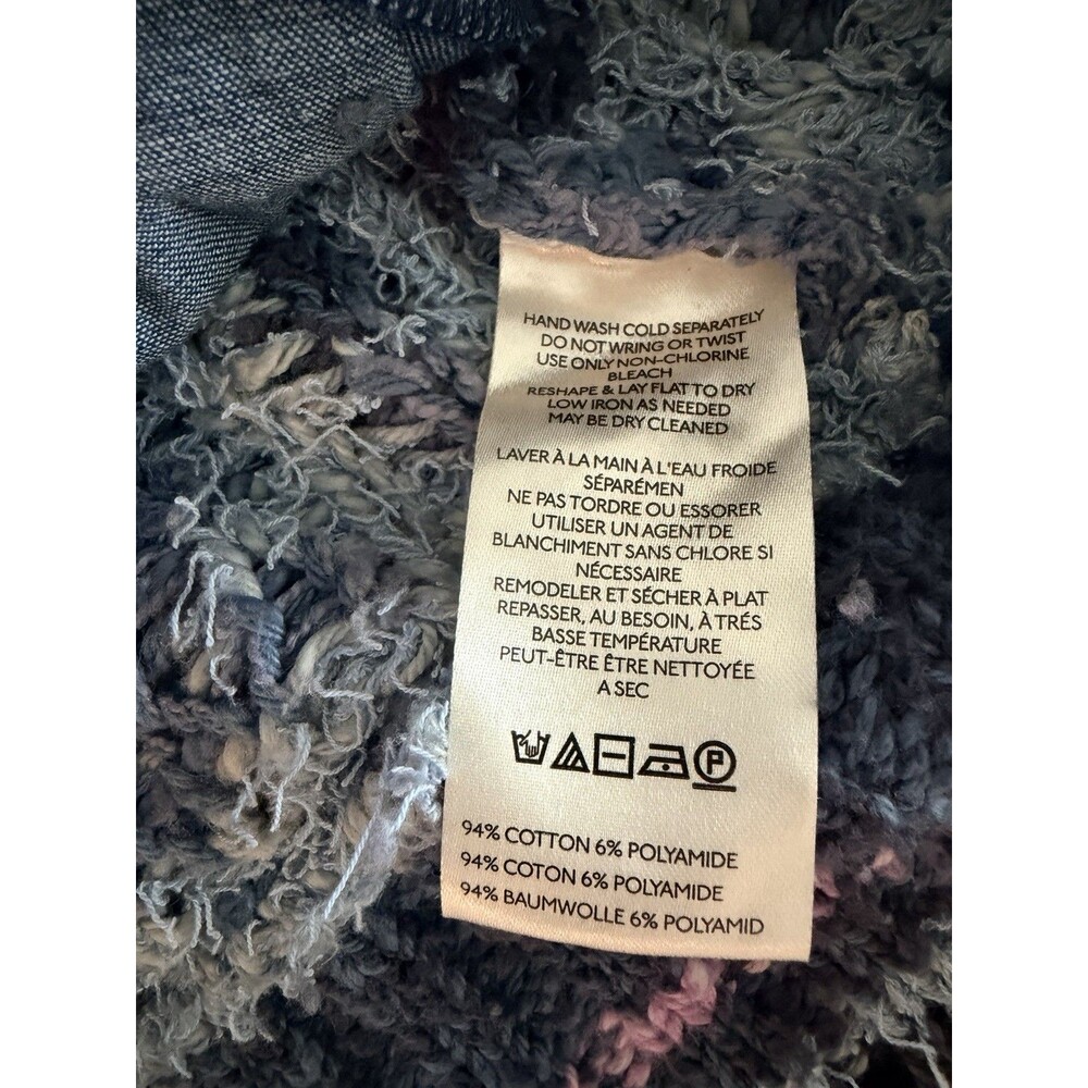 Free People Bluebell Oversized Cardigan Small Denim Aztec Boho Indie Sleeze Top - Picture 9 of 11